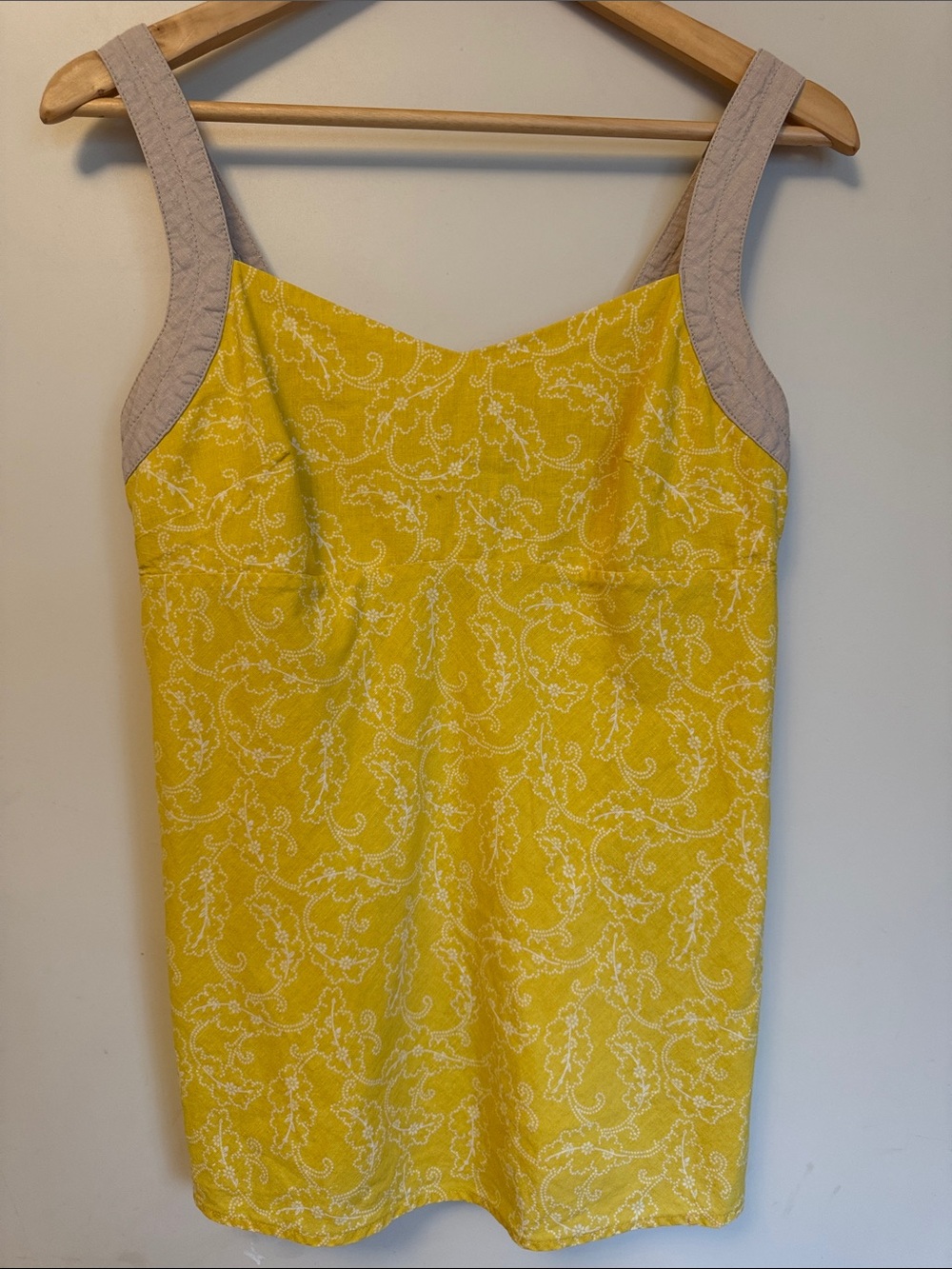 Patagonia Yellow Paisley Top with Beige Straps Hemp & Organic Cotton